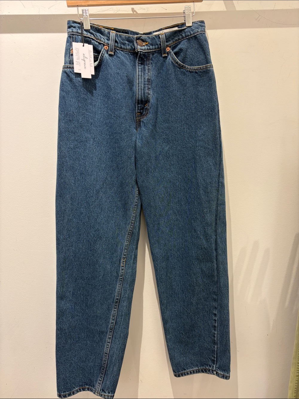 Aligrace Women’s Vintage Levi’s High-Rise Slim Custom Med Dark Blue Jean Size 27